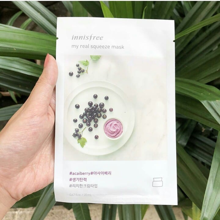 Innisfree My Real Squeeze Mask #Acaiberry 20ml มาส์กหน้าบำรุงผิว สูตรอาชาอีเบอร์รี่