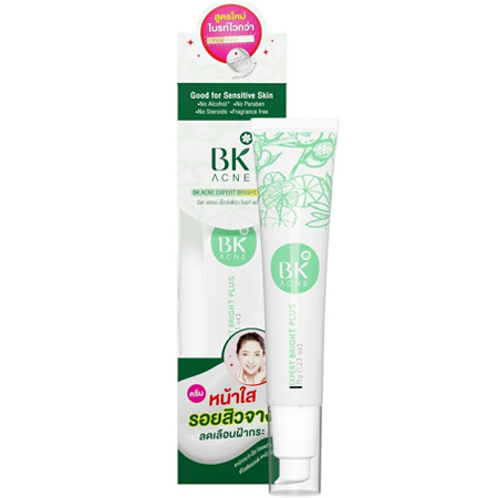 BK Acne Expert Bright Plus 35g สูตรพลัส! เอสเซ้นส์สูตรใหม่ ที่เข้มข้นกว่าเดิม พร้อมบำรุงผิว เคลียร์สิว ฝ้า กระ ลดปัญหารอยสิว จุดด่างดำ ให้ดูเปล่งปลั่ง กระจ่างใส