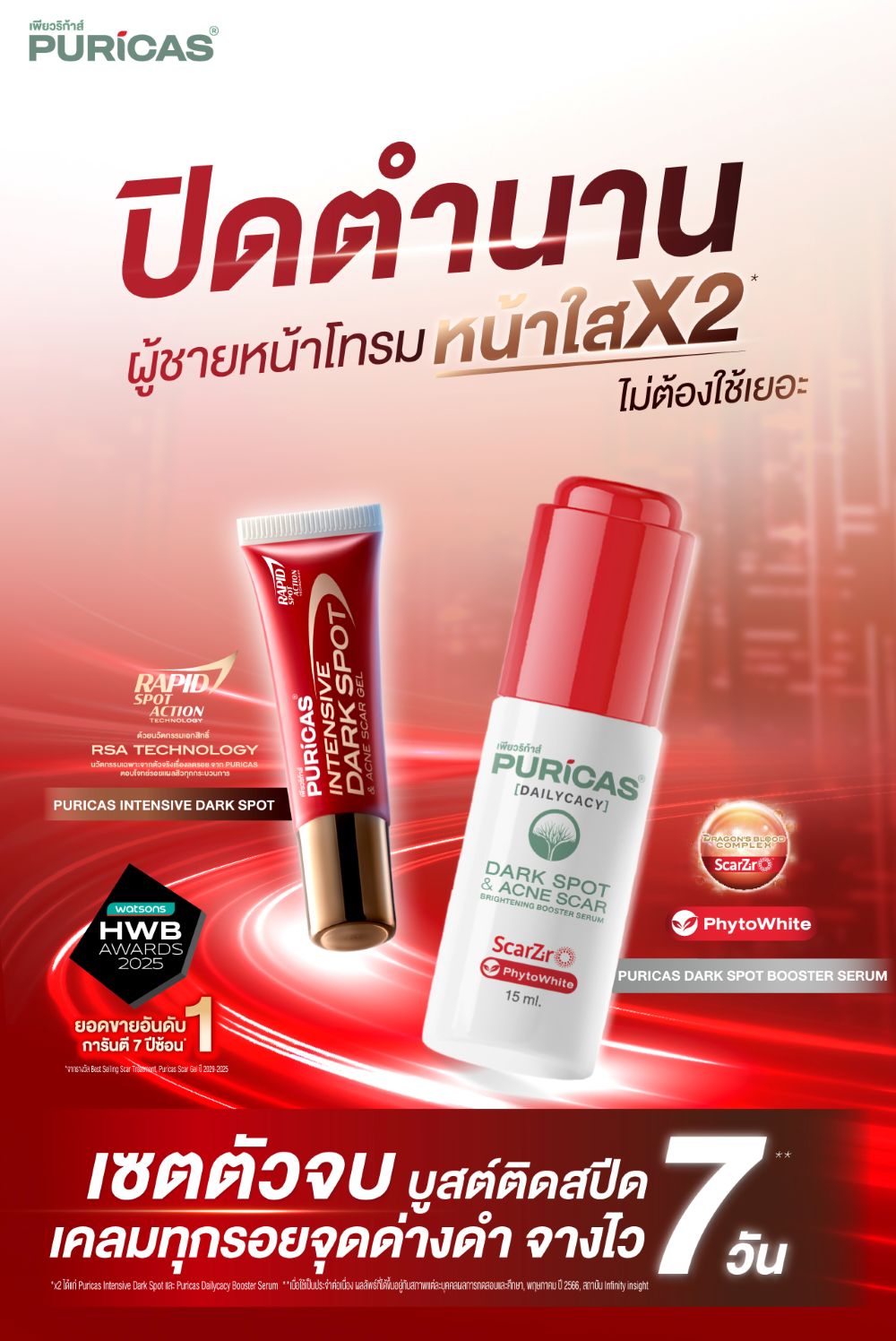 Puricas Dark Spot & Acne Scar Brightening Booster Serum 15ml, Puricas  ราคา ,Puricas  รีวิว , Puricas รอยดำ , Puricas  รอยสิว