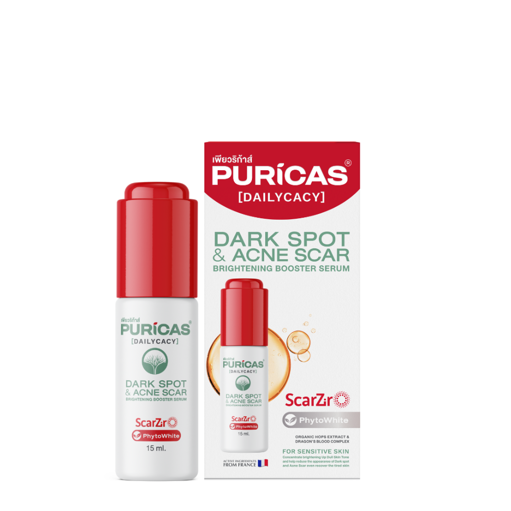 Puricas Dark Spot & Acne Scar Brightening Booster Serum 15ml, Puricas  ราคา ,Puricas  รีวิว , Puricas รอยดำ , Puricas  รอยสิว